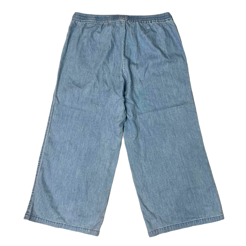 J. Crew Mercantile Chambray Pants Size M Drawstring Pockets Wide Leg Cropped - Picture 4 of 8